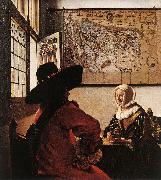 VERMEER VAN DELFT, Jan Officer with a Laughing Girl oil painting on canvas